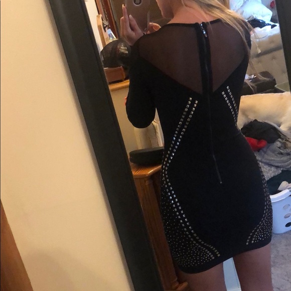 BeBe Black Embellished mini dress - Picture 3 of 8